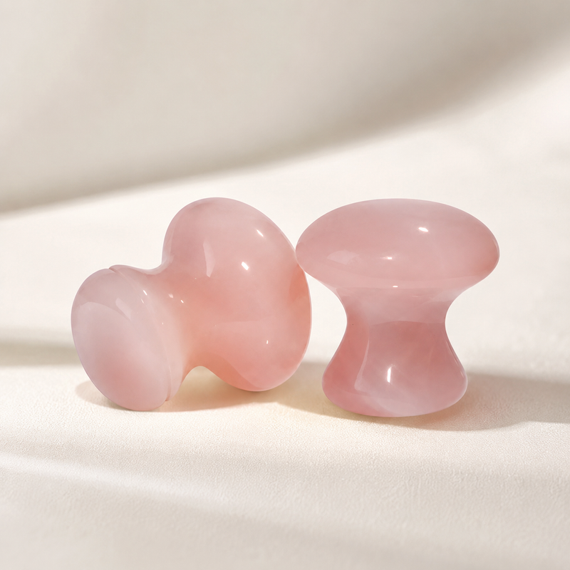 Ferramenta de massagem ocular em forma de cogumelo e quartzo jade