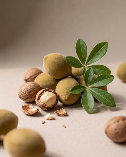 Delune Mongongo Kernel Oil botanical still life of mongongo nuts