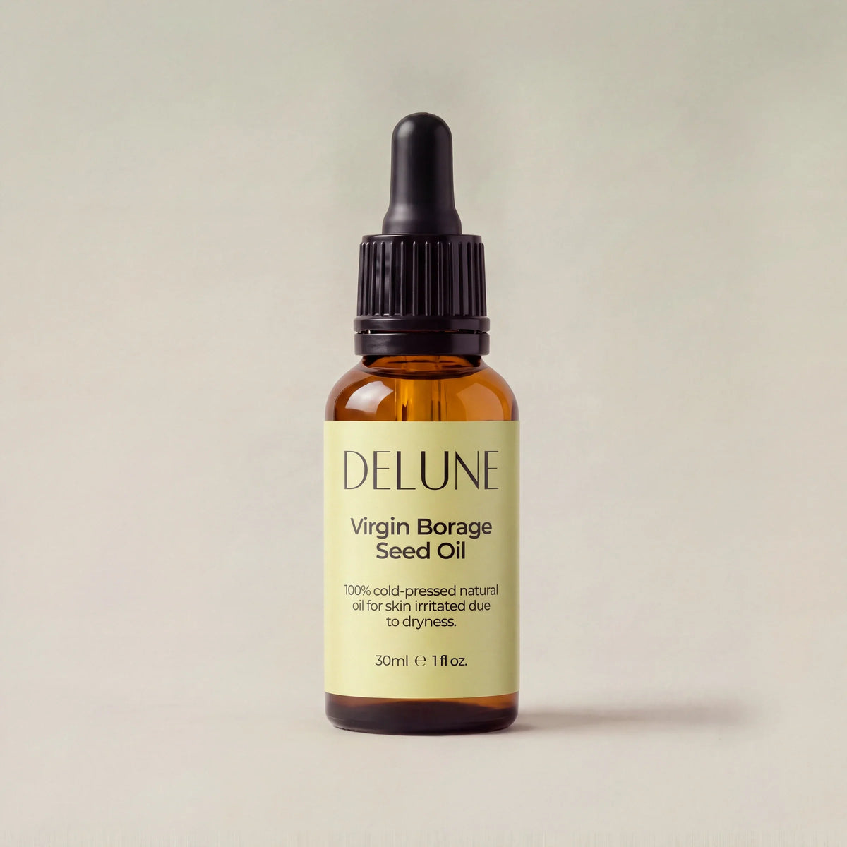 Óleo virgem de semente de borragem Delune, frasco conta-gotas de 30 ml