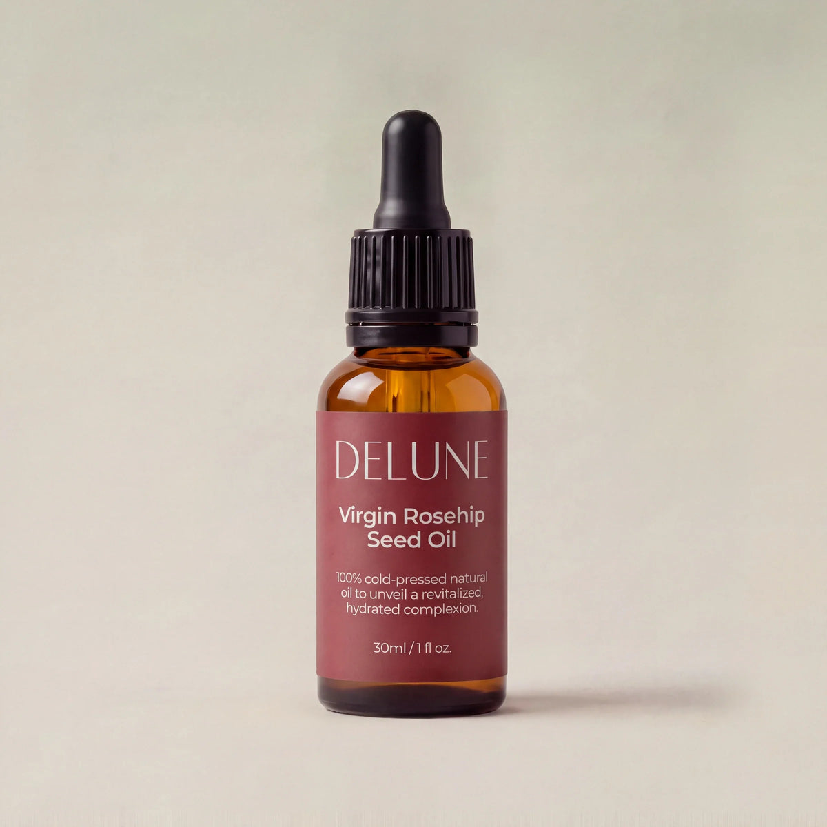Óleo virgem de semente de rosa-mosqueta Delune, frasco conta-gotas de 30 ml