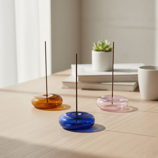 Porta-incenso em vaso de vidro