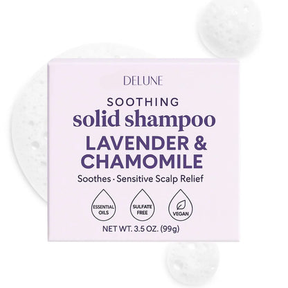 Lavender & Chamomile Solid Shampoo Bar - Soothes · Sensitive Scalp Relief